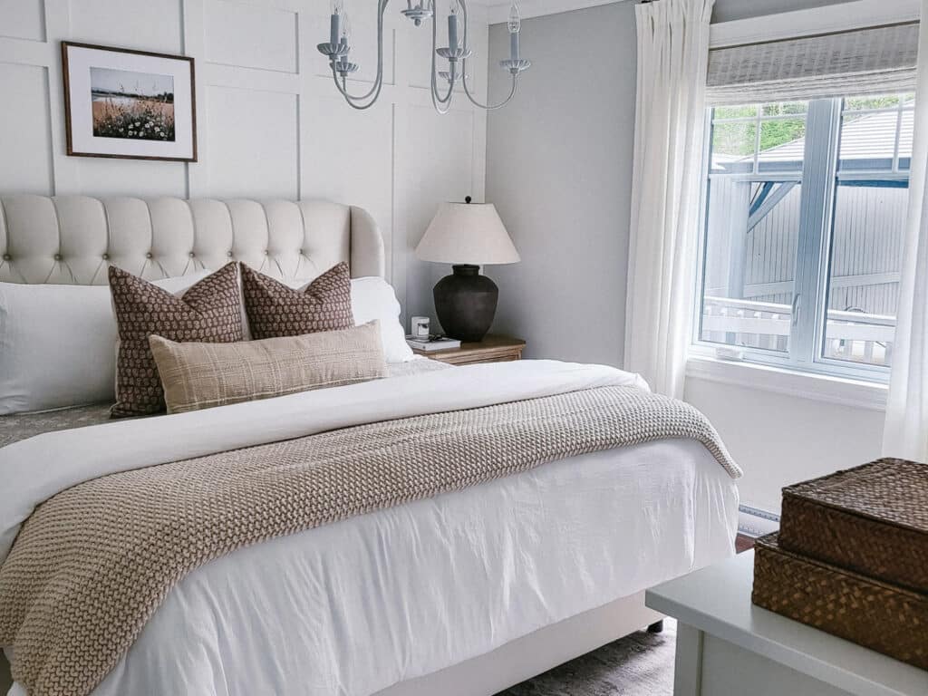 DIY Bedroom makeover after calm cozy primary bedroom