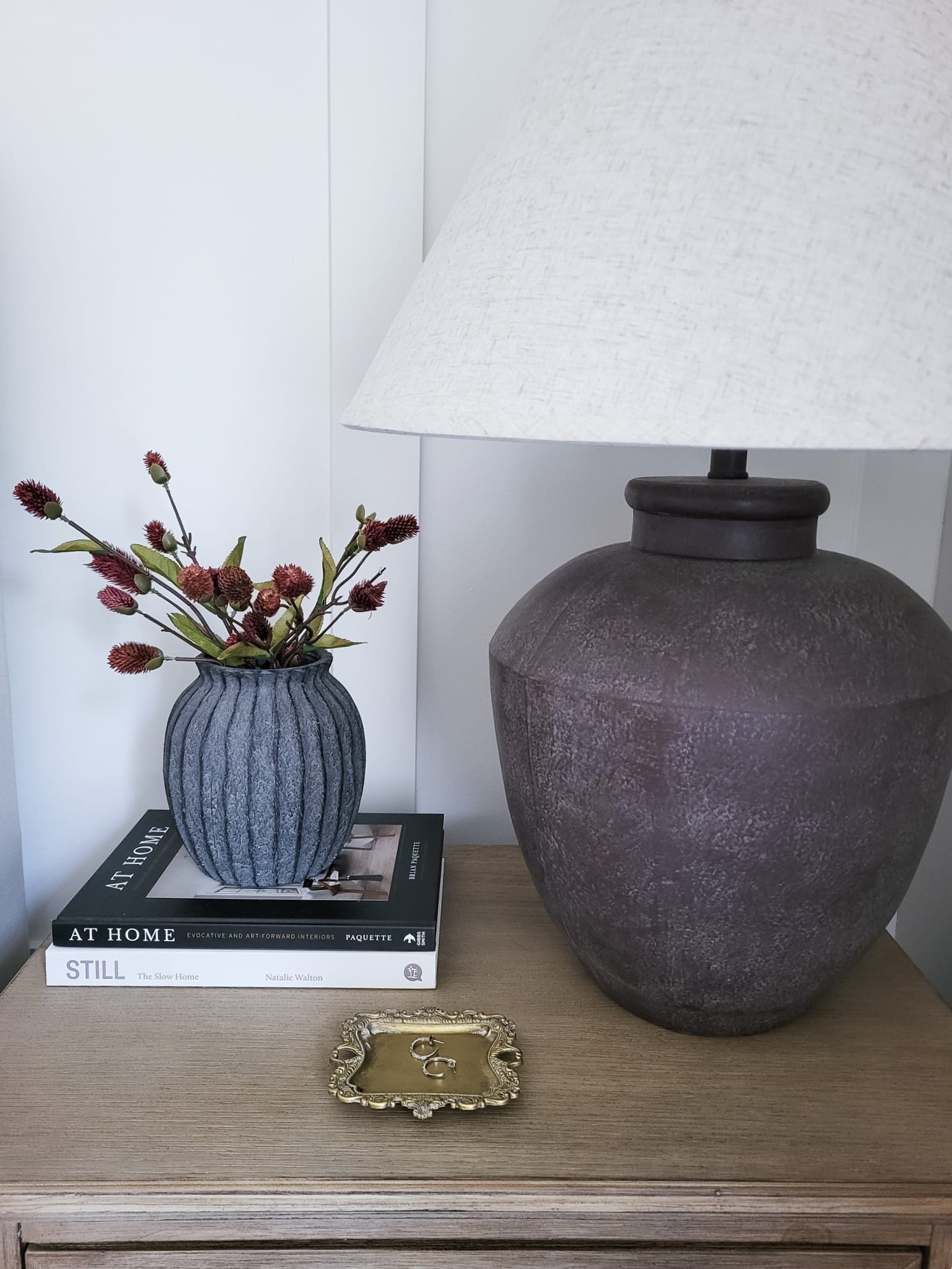 nightstand home decor fall colors