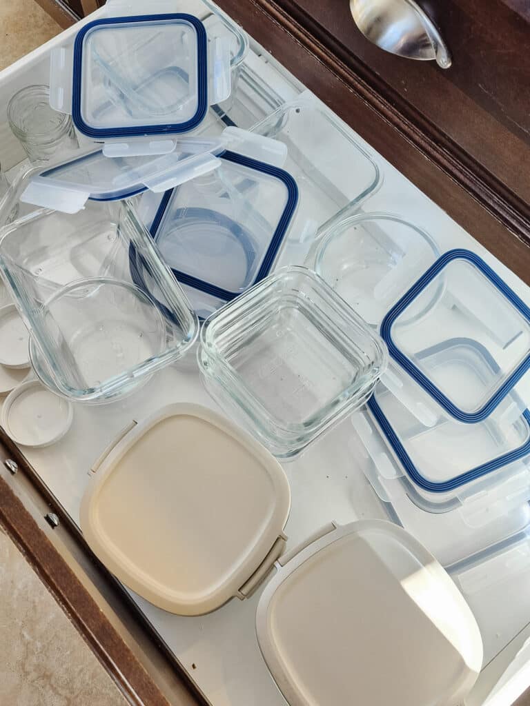 organizing food storage containers with lids