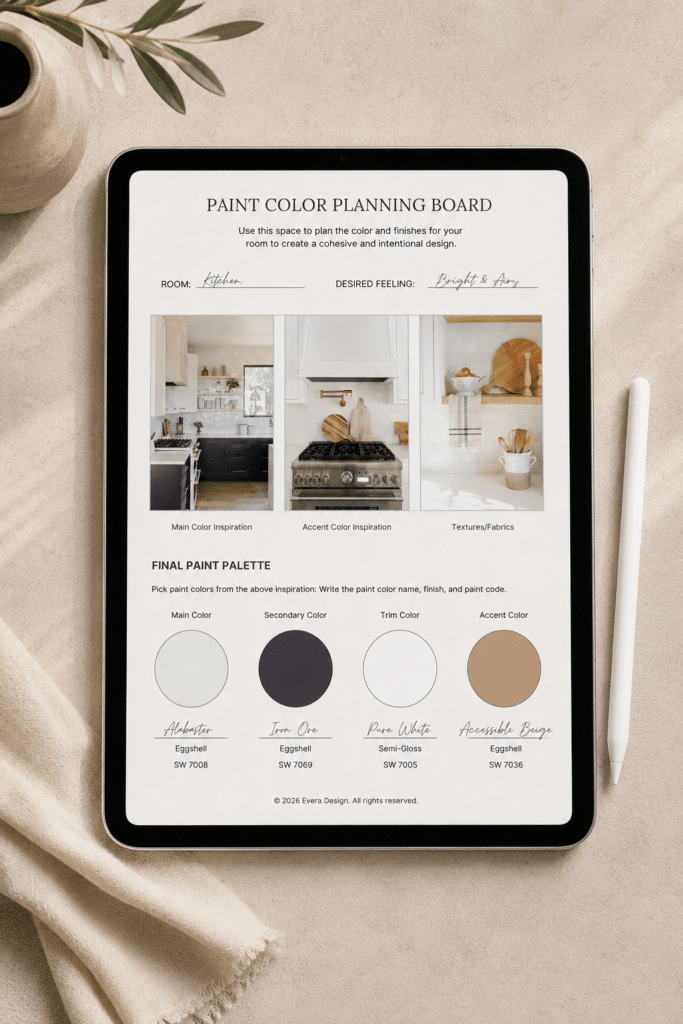 paint color planning board