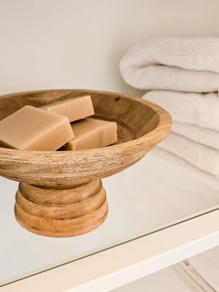 soap in wood bowl