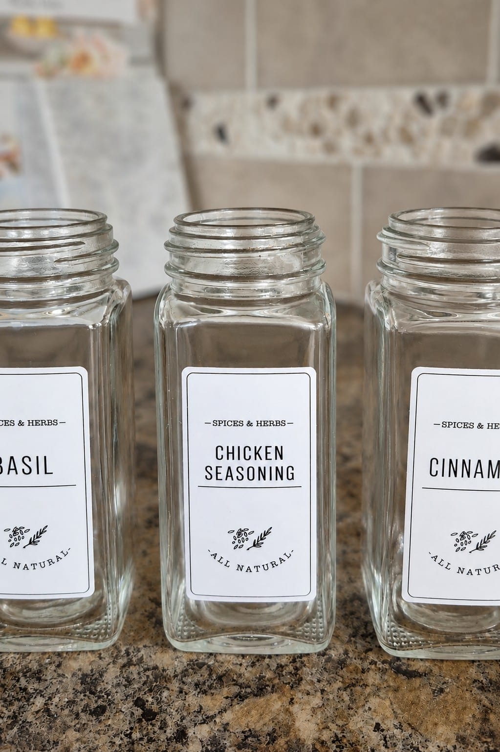 spice jars with labels