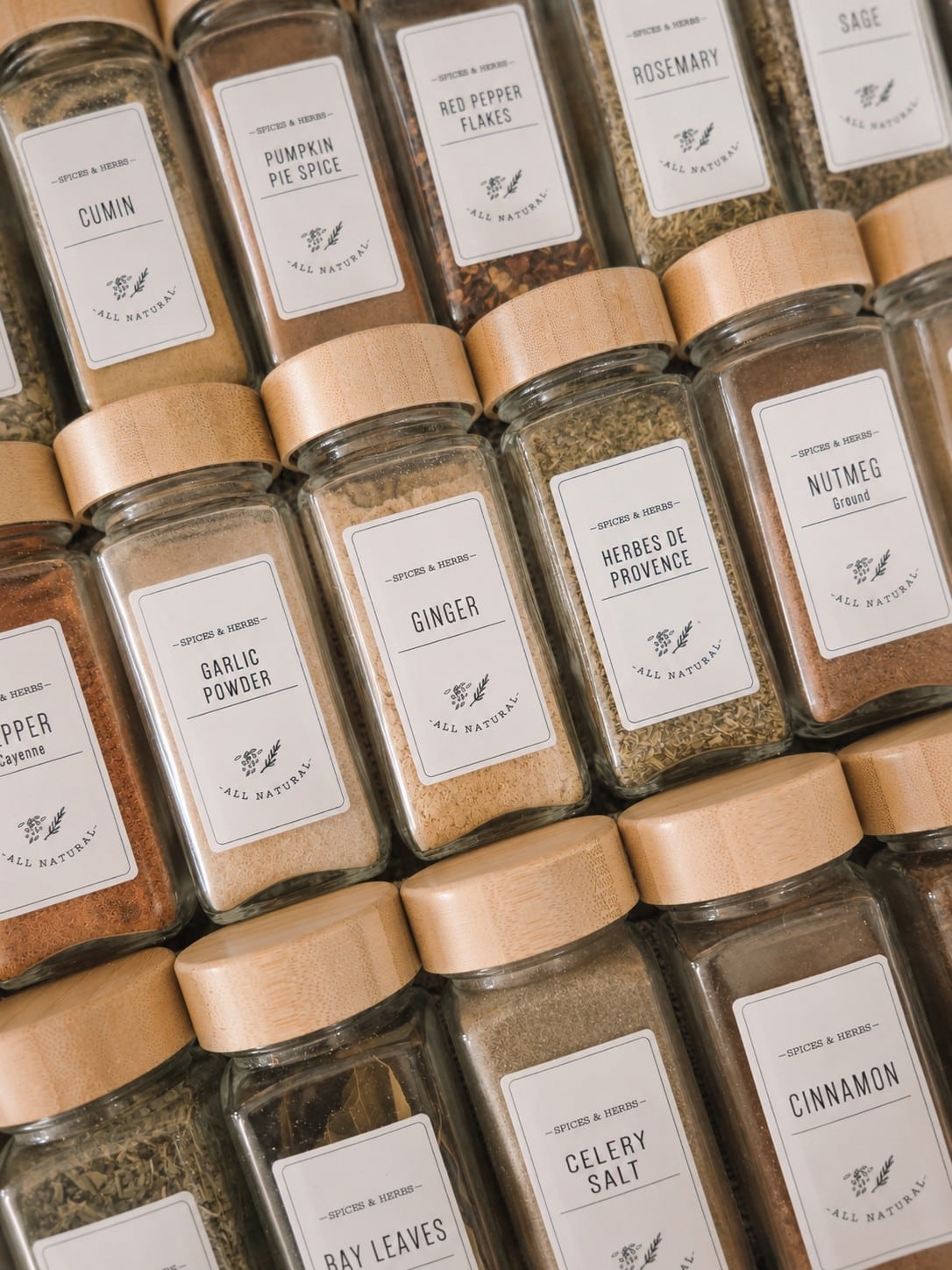 spices in bottles
