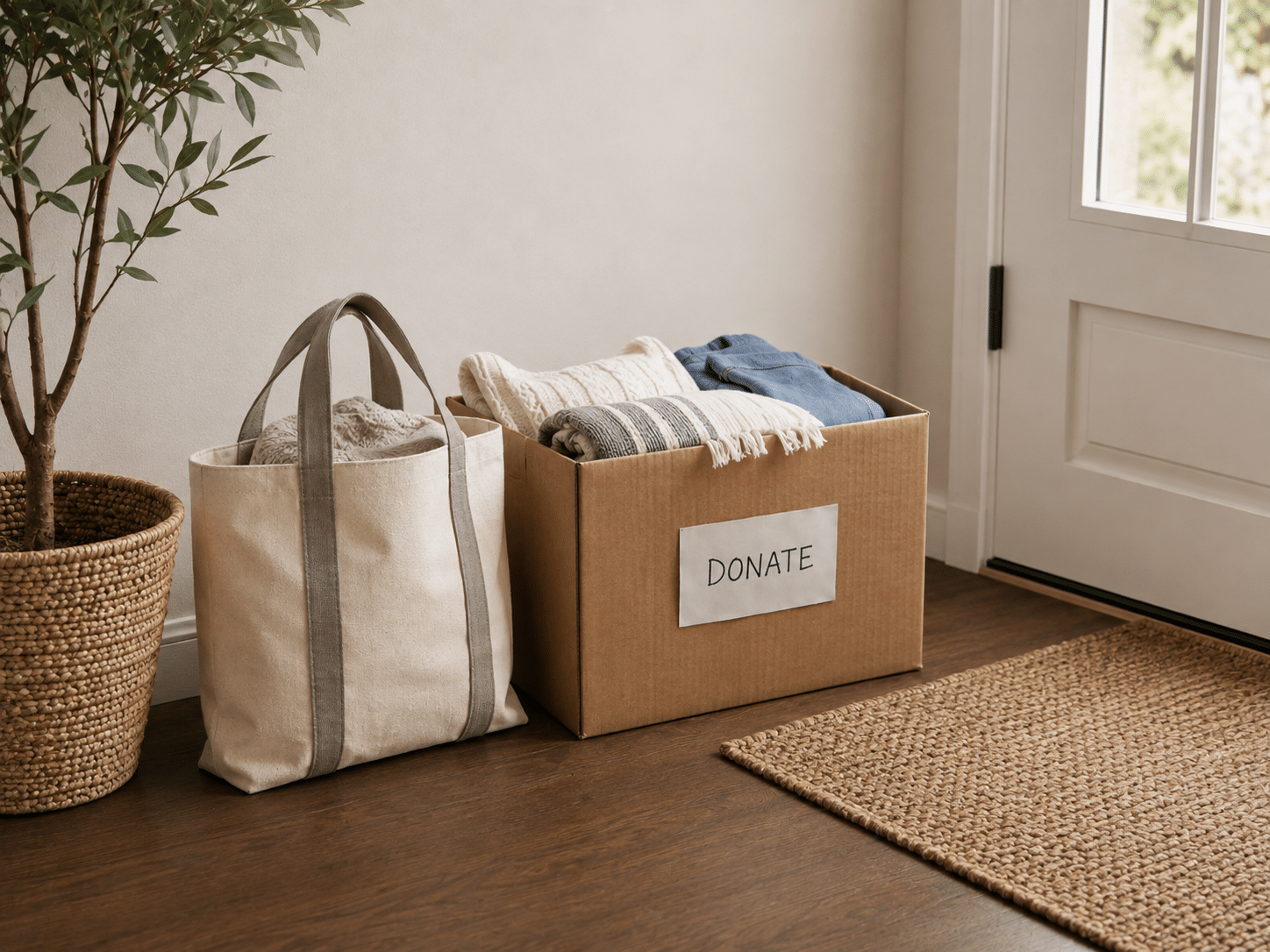 donationi box at front door_decluttering