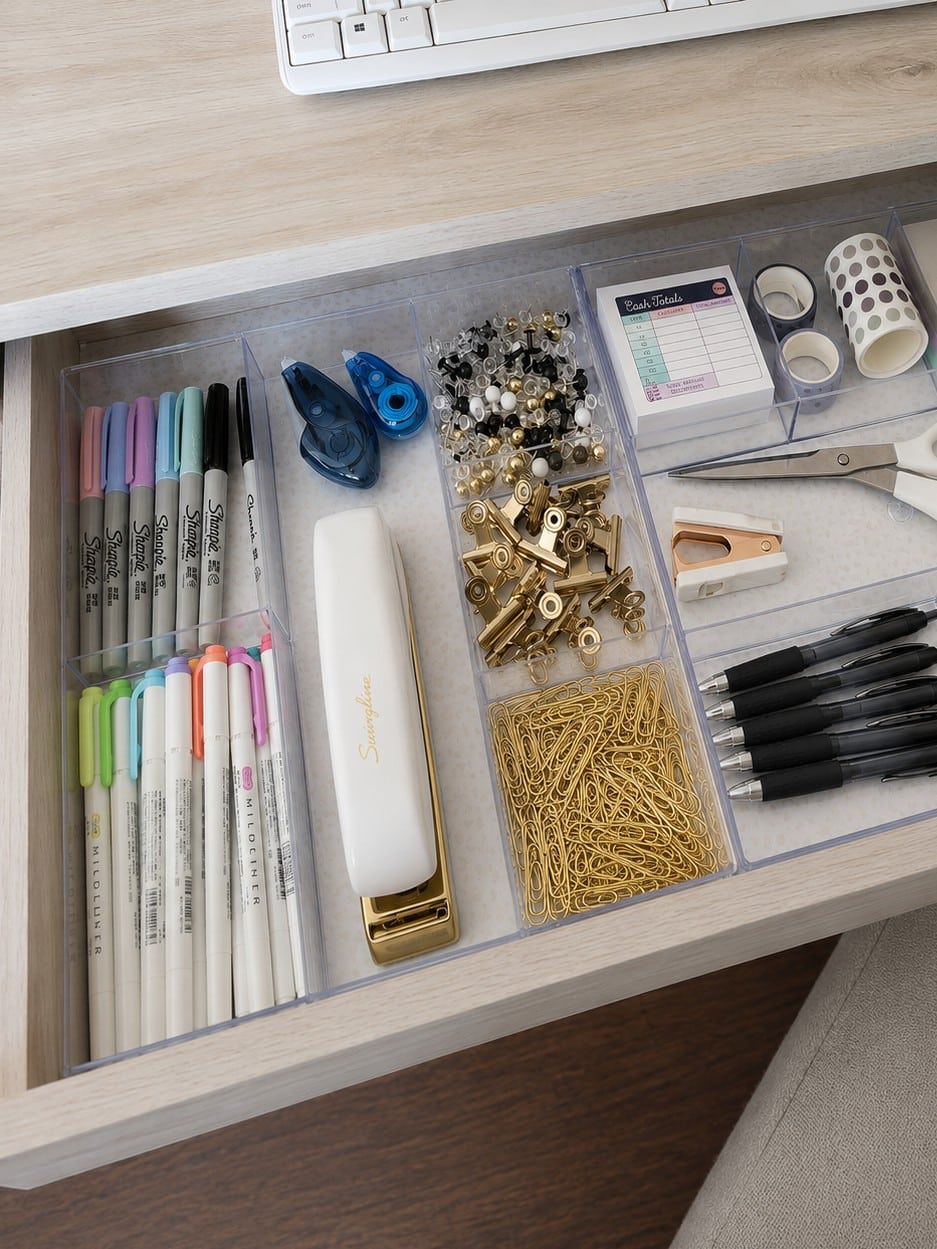 declutter room by room_office drawer decluttered