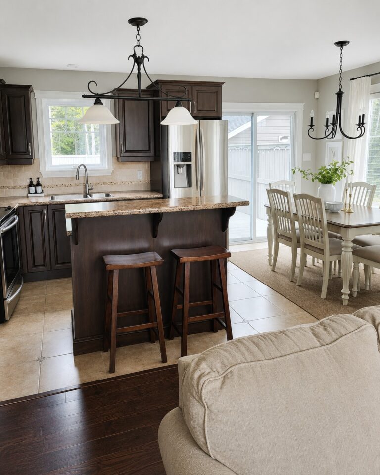 kitchen and dining area decluttered, clean and organized